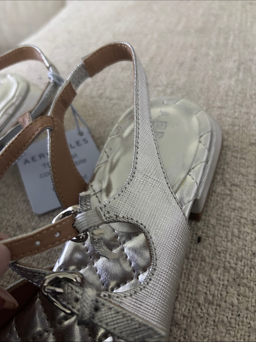 AEROSOLES Metallic Silver Pointed Slingback Flats - Picture 4 of 6